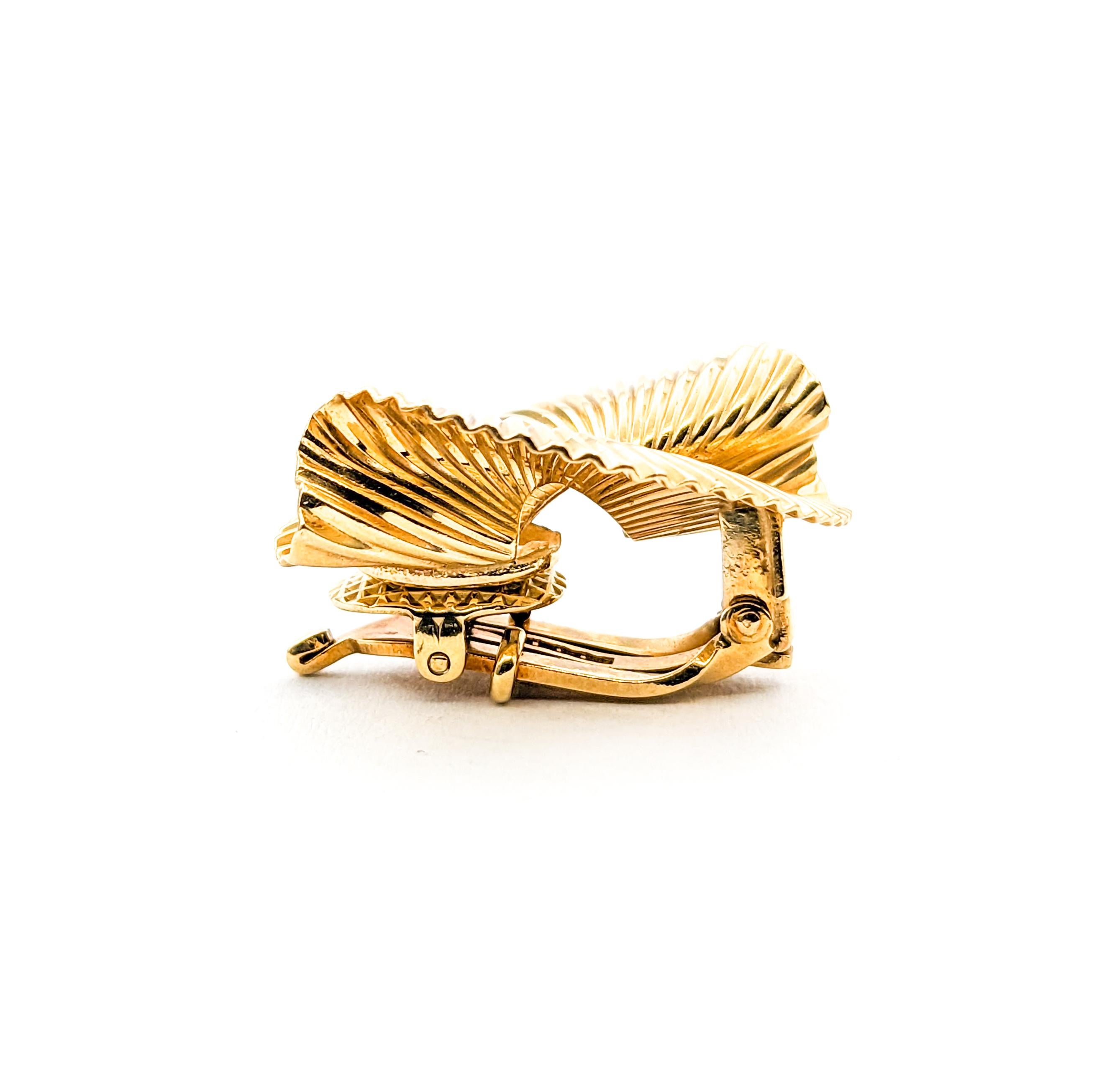 Mid-Century Tiffany George Schuler Wirbel-Fächerohrringe aus Gelbgold 1