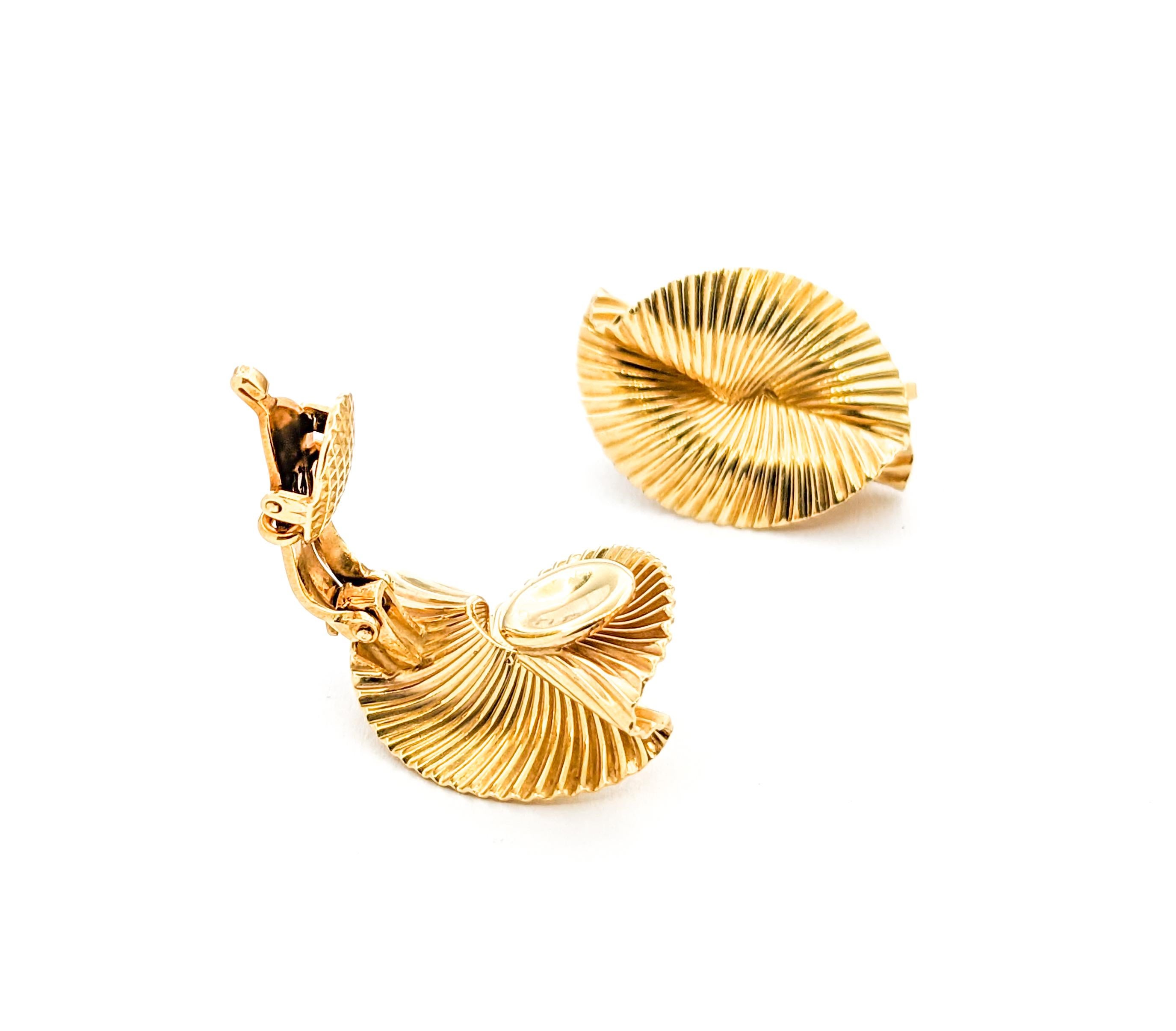Mid-Century Tiffany George Schuler Wirbel-Fächerohrringe aus Gelbgold 4