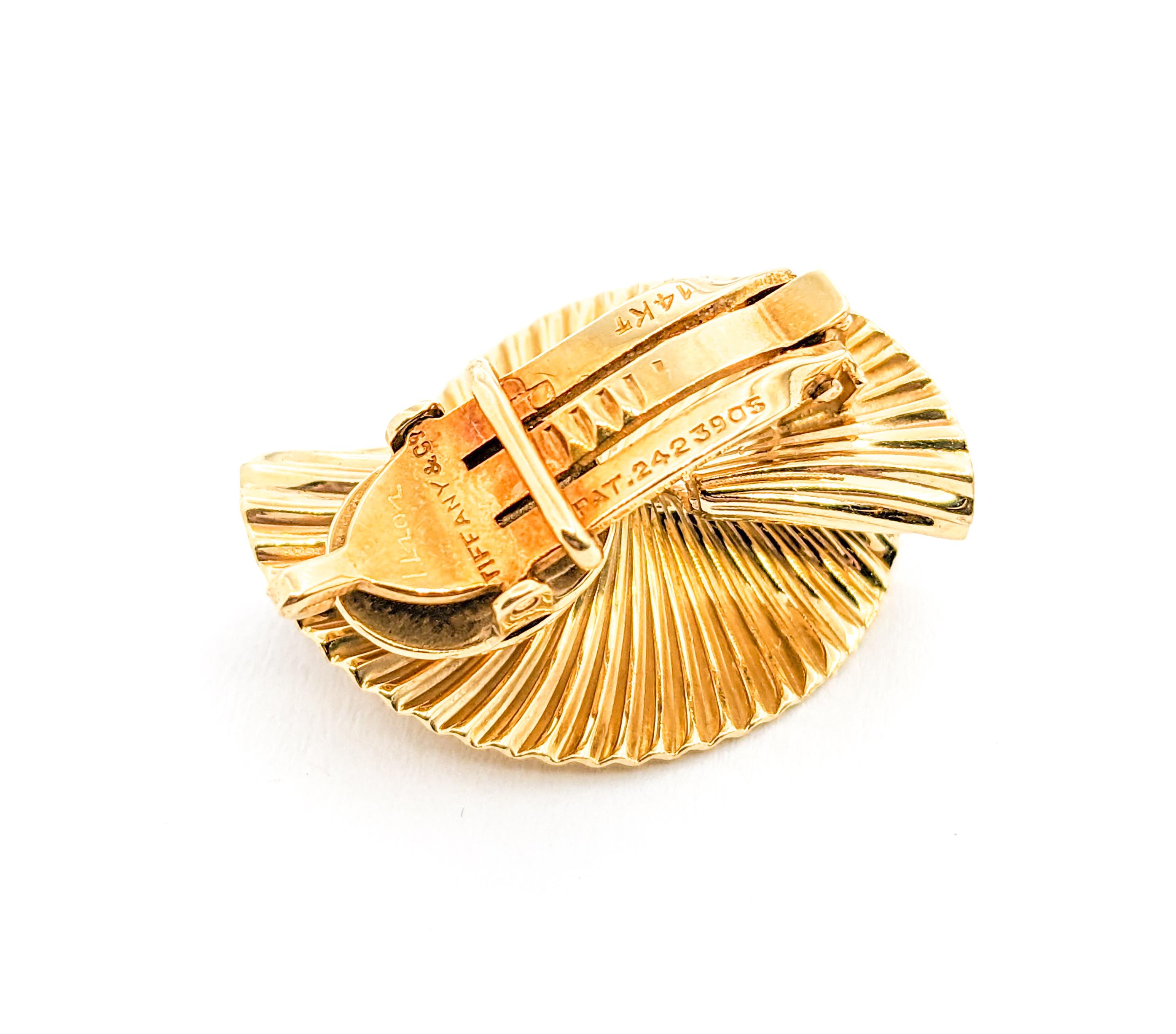 Mid-Century Tiffany George Schuler Wirbel-Fächerohrringe aus Gelbgold 5