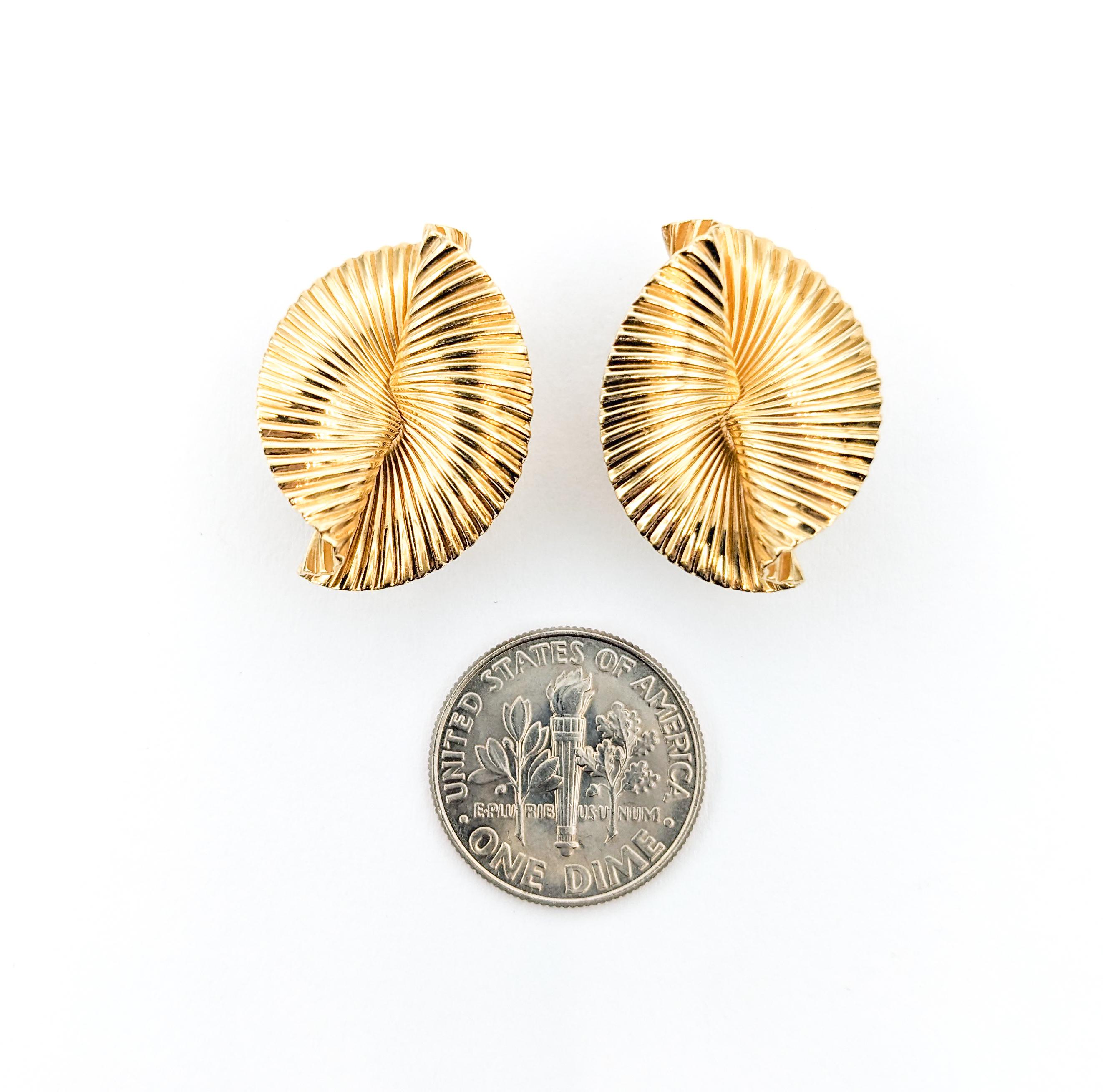 Mid-Century Tiffany George Schuler Wirbel-Fächerohrringe aus Gelbgold 6