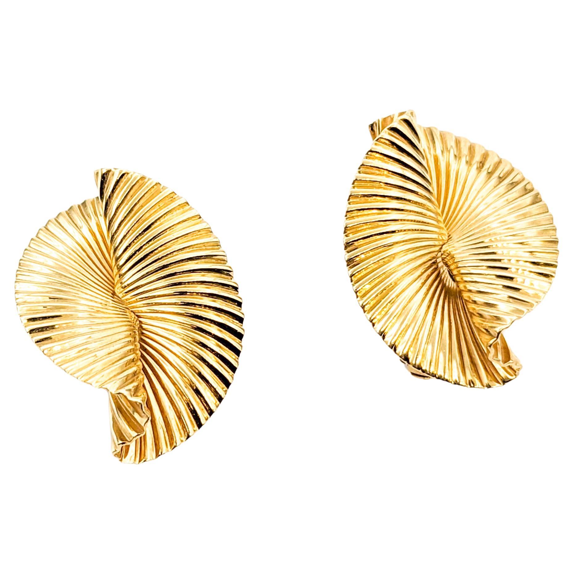 Mid-Century Tiffany George Schuler Swirl Fan Earrings In Yellow Gold ...