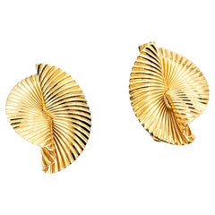 Mid-Century Tiffany George Schuler Wirbel-Fächerohrringe aus Gelbgold