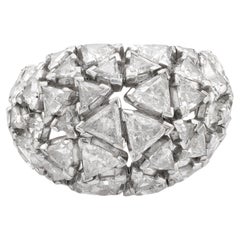 Schullin Wien 5 Karat Gesamtgewicht Trillion Diamant 18k Weißgold Dome Ring
