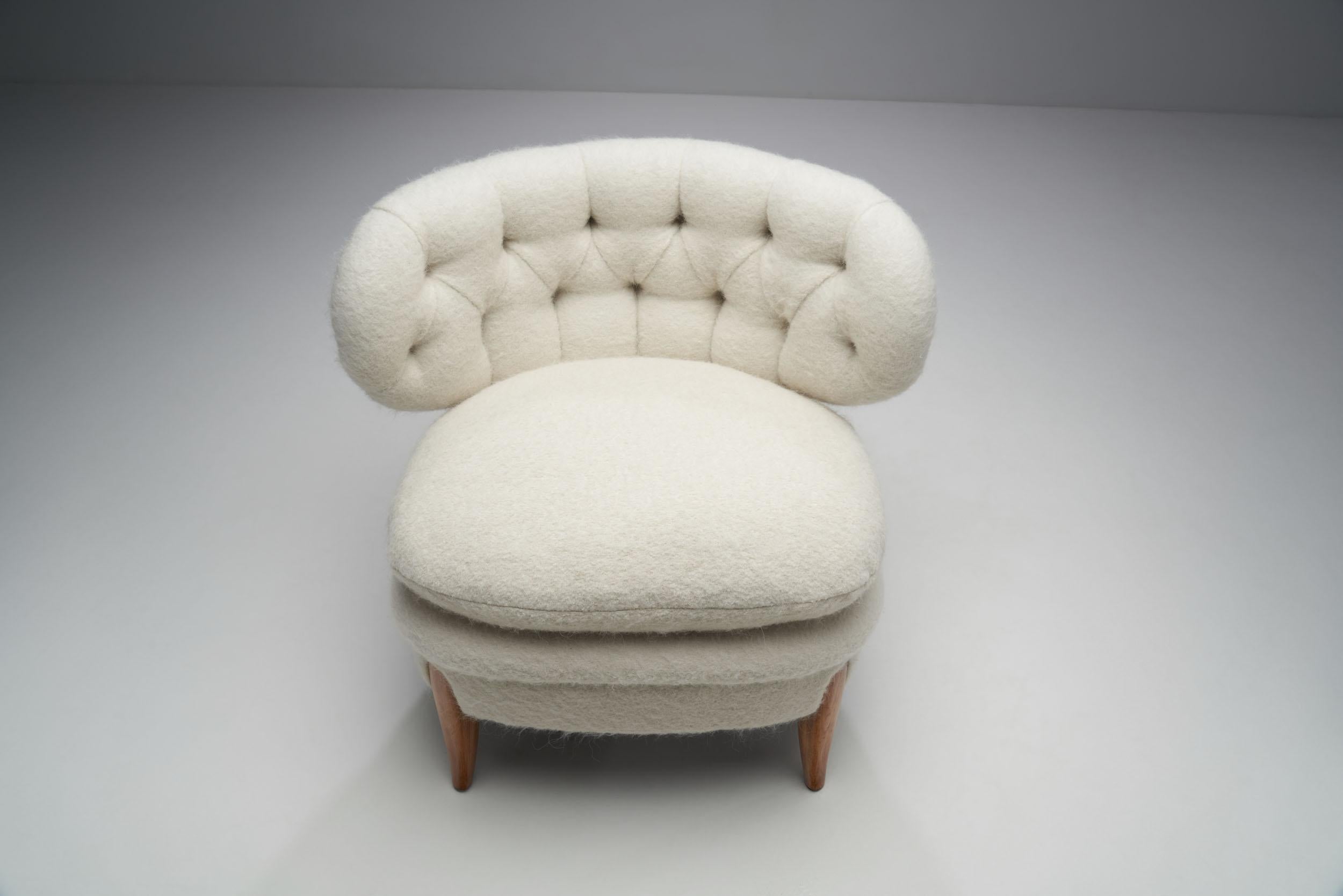 Fabric “Schulz” Lounge Chair by Otto Schulz for Jio Möbler Jönköping, Sweden, 1940s