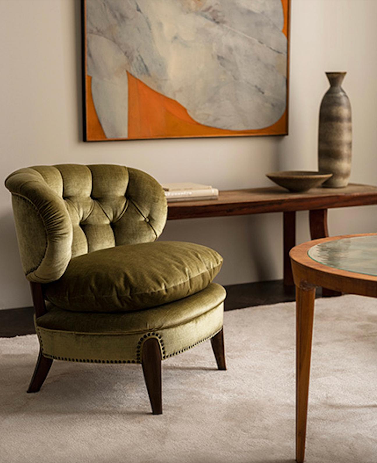 Fabric “Schulz” Lounge Chair by Otto Schulz for Jio Möbler Jönköping, Sweden, 1950 For Sale