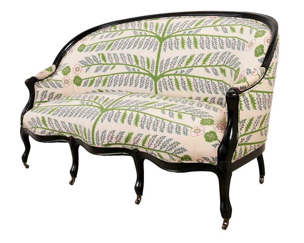 19th Century French Ebonized Canape, Upholstered in Schumacher Thistle Fabric by Neisha Crosland (Item# 179530).  This elegant French Ebonized Canape is the perfect addition to any room!

Since Schumacher was founded in 1889, our family-owned