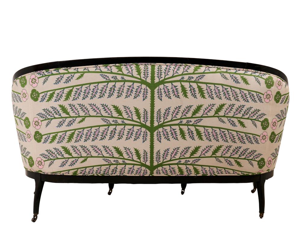 19th Century French Ebonized Canape, Upholstered in Schumacher Thistle Fabric In Good Condition In New York, NY