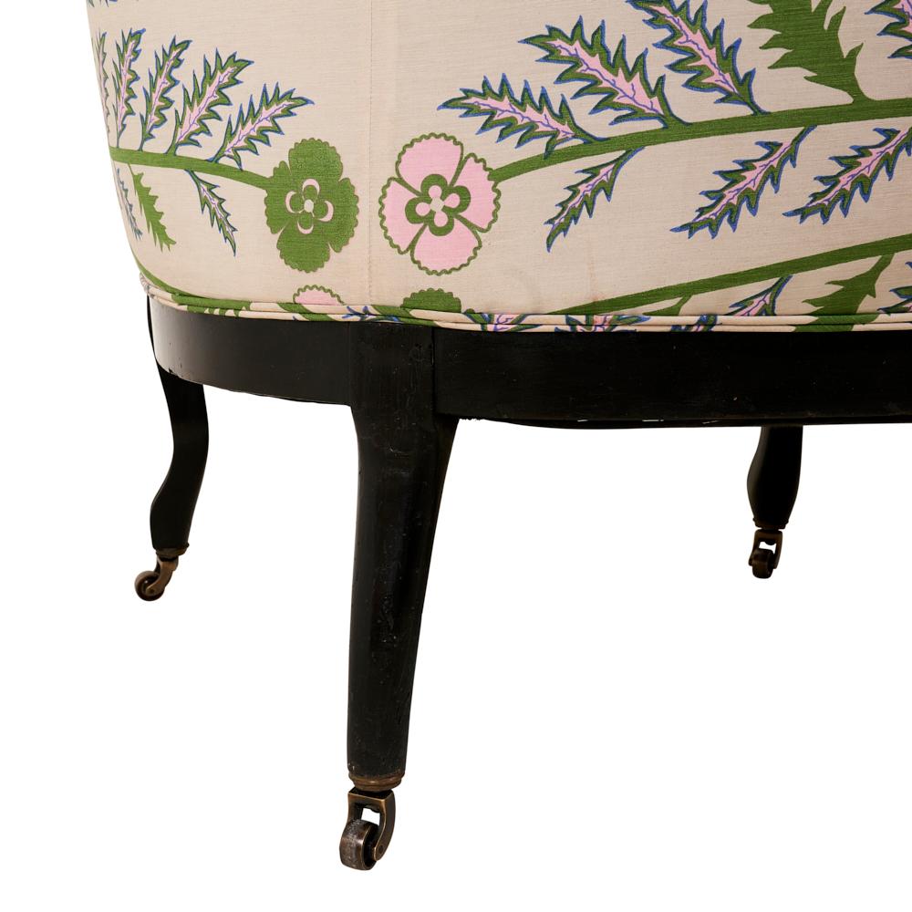 19th Century French Ebonized Canape, Upholstered in Schumacher Thistle Fabric 4