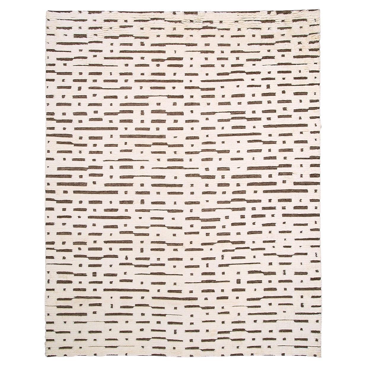 Schumacher Abstract Ikat 6' x 9' Rug In Ivory & Brown For Sale