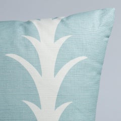 Schumacher Acanthus Stripe 22" Pillow in Sky