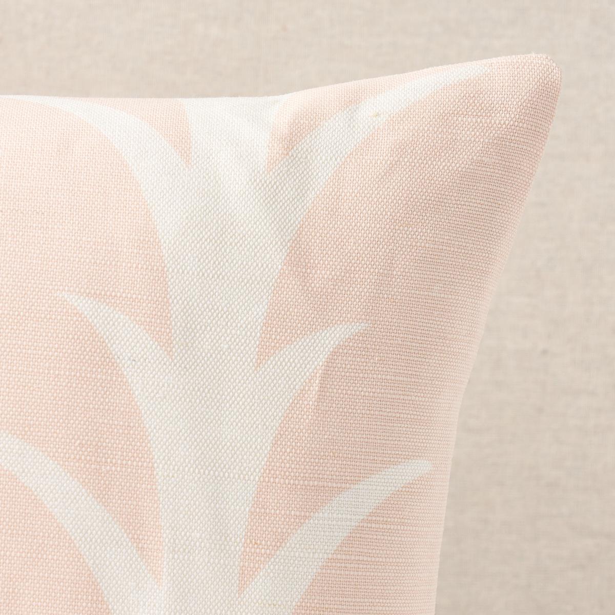 This pillow features Acanthus Stripe by Celerie Kemble for Schumacher with a knife edge finish. This pattern is a stylized stripe based on a classic acanthus motif. Elegant and airy, the design is also incredibly easy to use. Also available as a