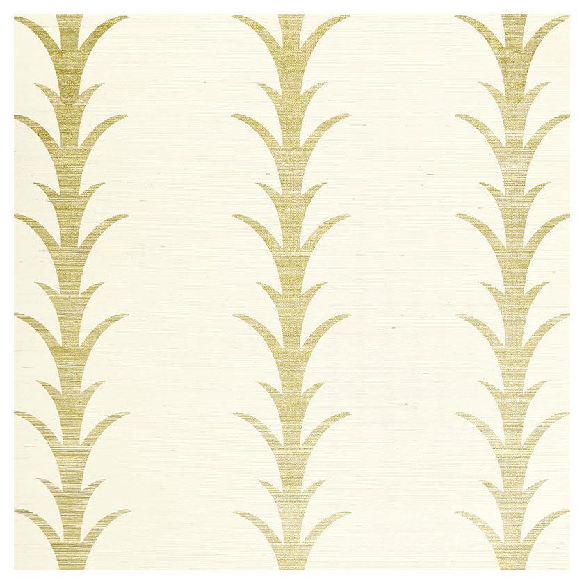Schumacher Acanthus Stripe Sisal Wallpaper In Filigree