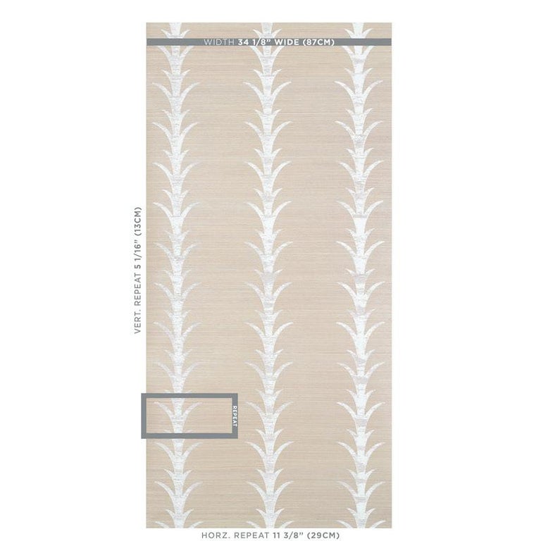 Schumacher Acanthus Stripe Sisal Wallpaper In Fog and Chalk For Sale at ...