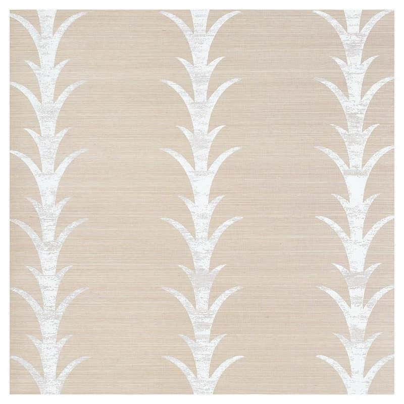 Schumacher Acanthus Stripe Sisal Wallpaper In Haze For Sale at 1stDibs