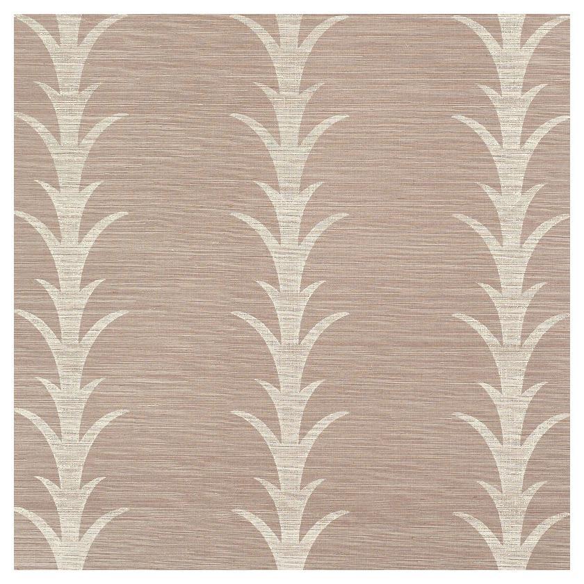 Schumacher Acanthus Stripe Sisal Wallpaper In Haze For Sale