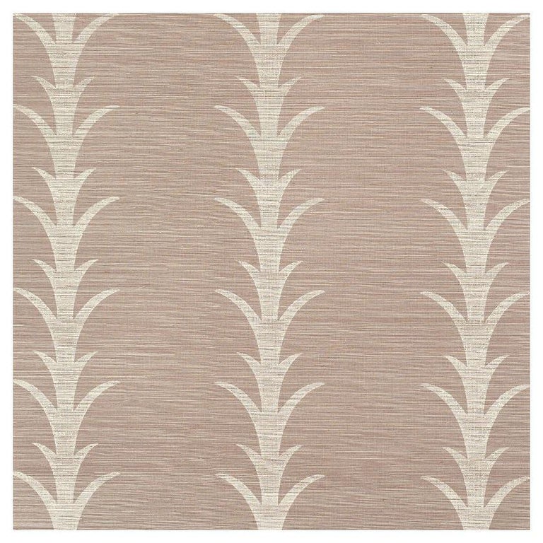 Schumacher Acanthus Stripe Sisal Wallpaper In Haze For Sale at 1stDibs