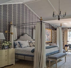 Schumacher Acanthus Stripe Sisal Wallpaper  In Shadow