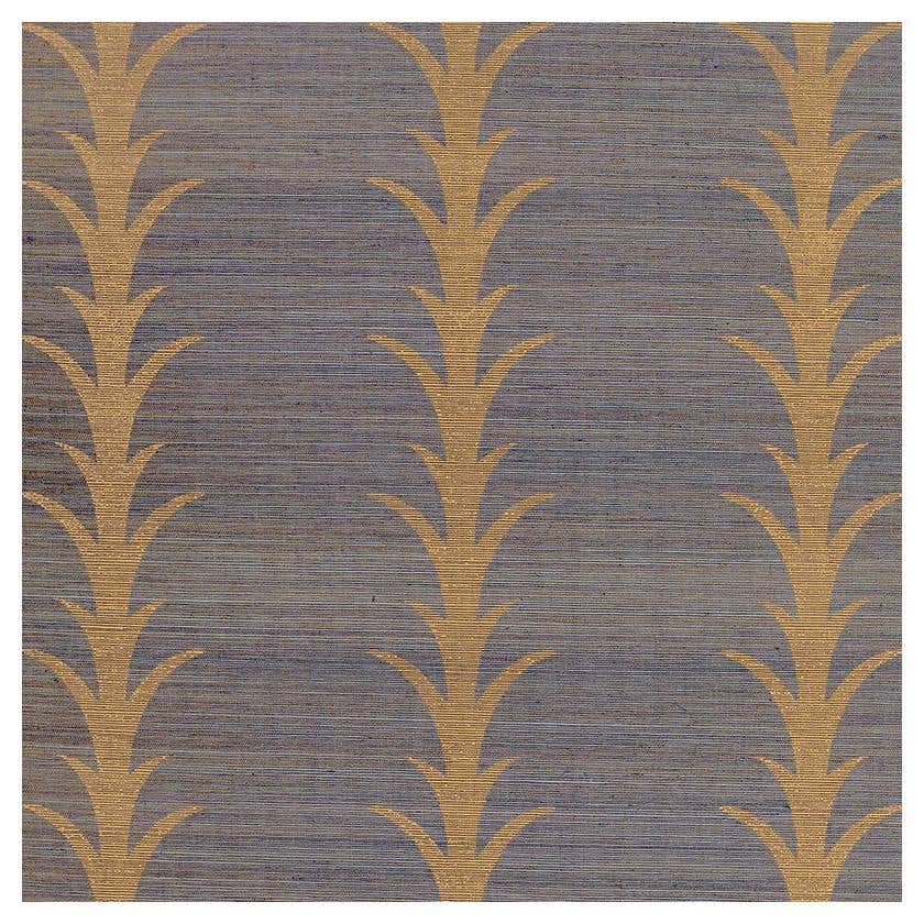 Schumacher Celerie Kemble Acanthus Stripe Sisal Wallpaper in Chambray ...