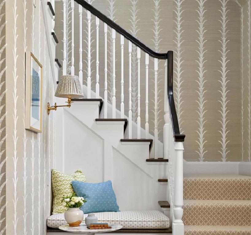 Acanthus Stripe Sisal  Chambray Wallpapers  Schumacher