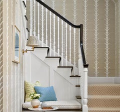 Schumacher Acanthus Stripe Vinyl Wallpaper In Grey