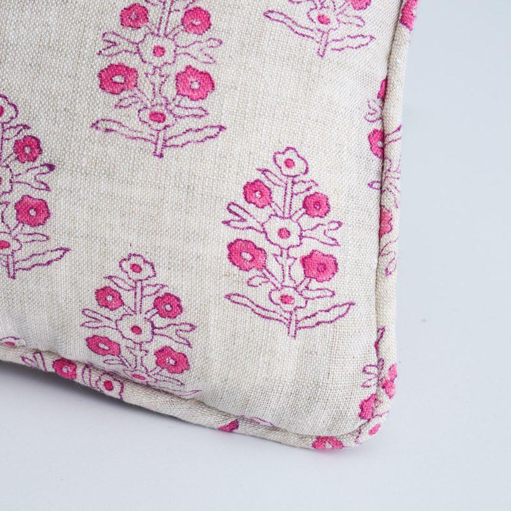 This pillow features Aditi Block Print with a self welt finish. Petite bunches of stylized flowers are meticulously block printed by hand on a soft linen ground, giving each bouquet subtle variations and an artisanal touch. Pillow includes a