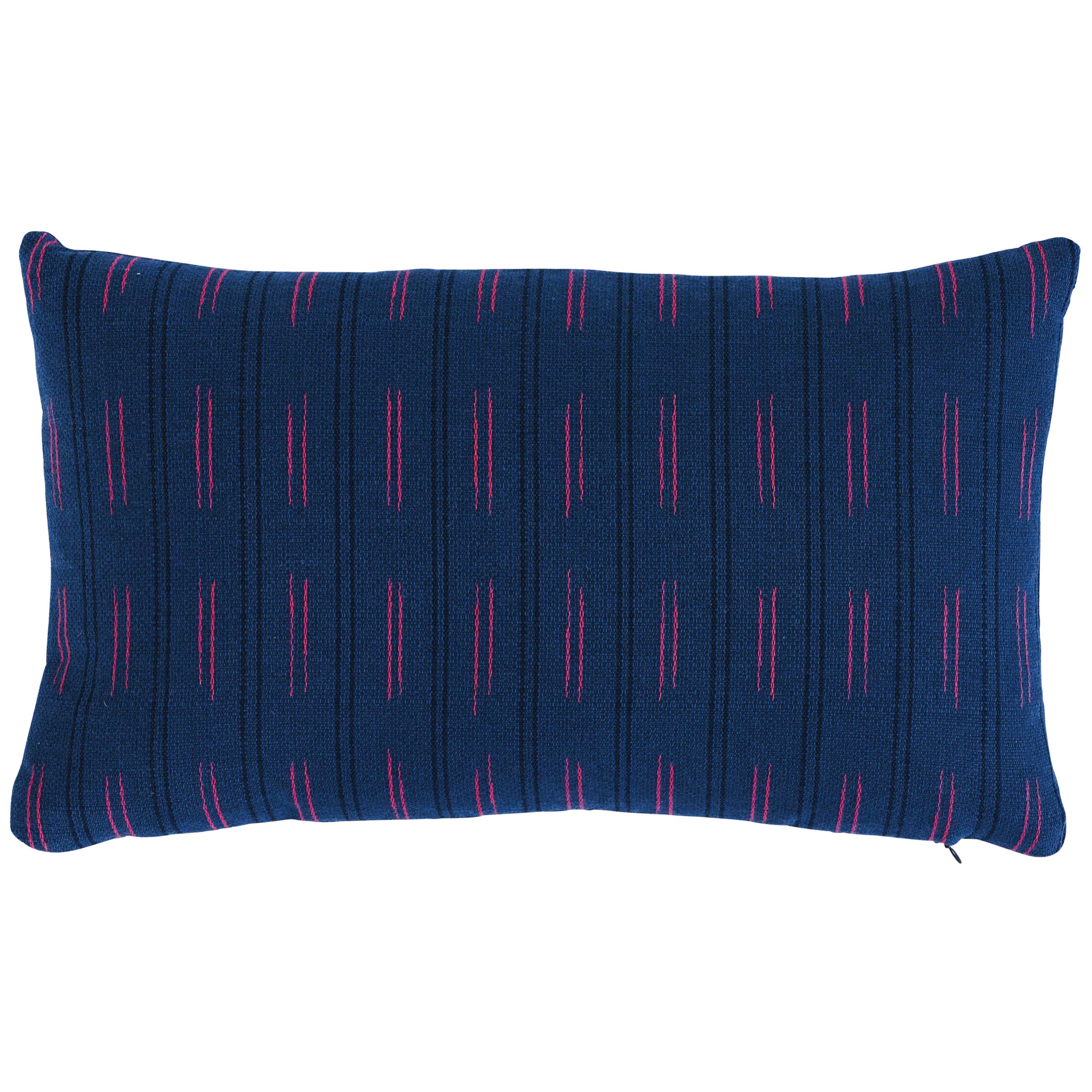 Schumacher Ainsley Stripe Indoor/Outdoor Pillow in Navy For Sale