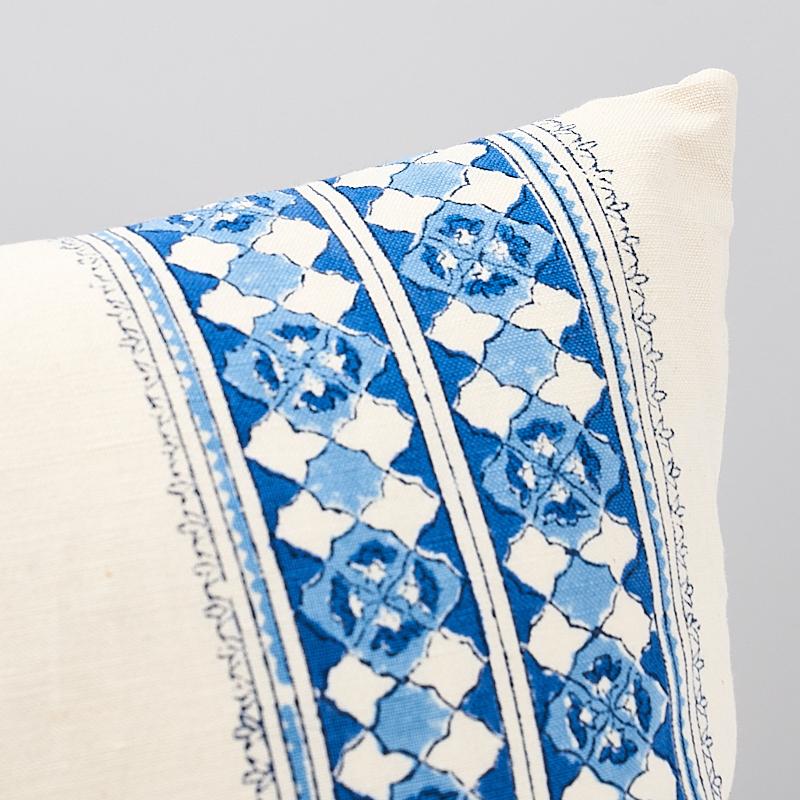 This pillow features Amira Hand Blocked Print with a knife edge finish. A delicate floral stripe that captures a perfectly imperfect charm that only a handblock print can do. This is a soft, classic pattern that layers beautifully with others.