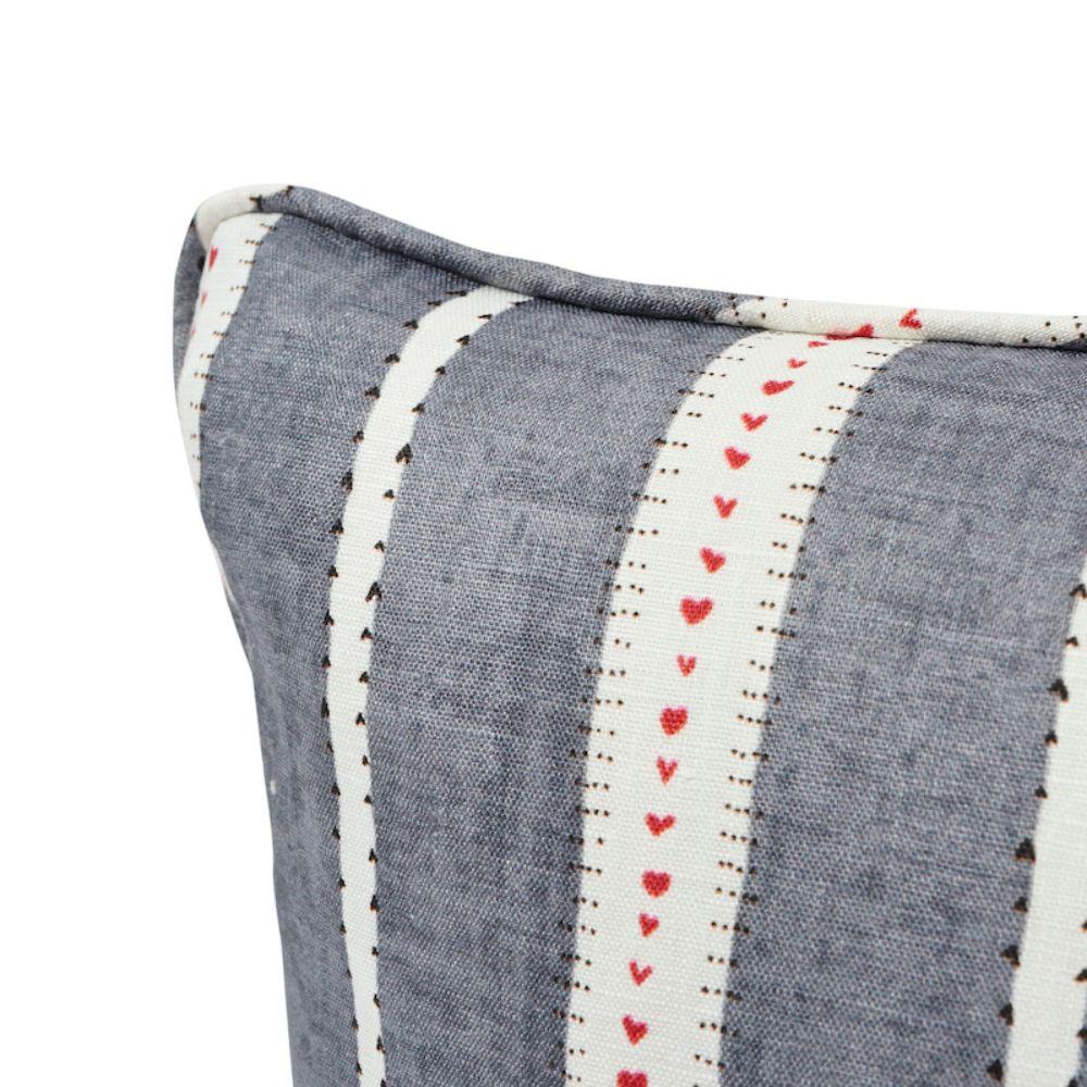 This pillow features Amour with a self welt finish. Amour is an especially lovely stripe created by Schumacher's design studio. Printed on fine linen, its delicate lines and subtle colorations have a charming, hand-drawn effect. Pillow includes a
