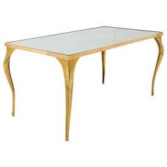 Schumacher Antique Brass Coffee Table with Antiqued Glass Top made in Belgium