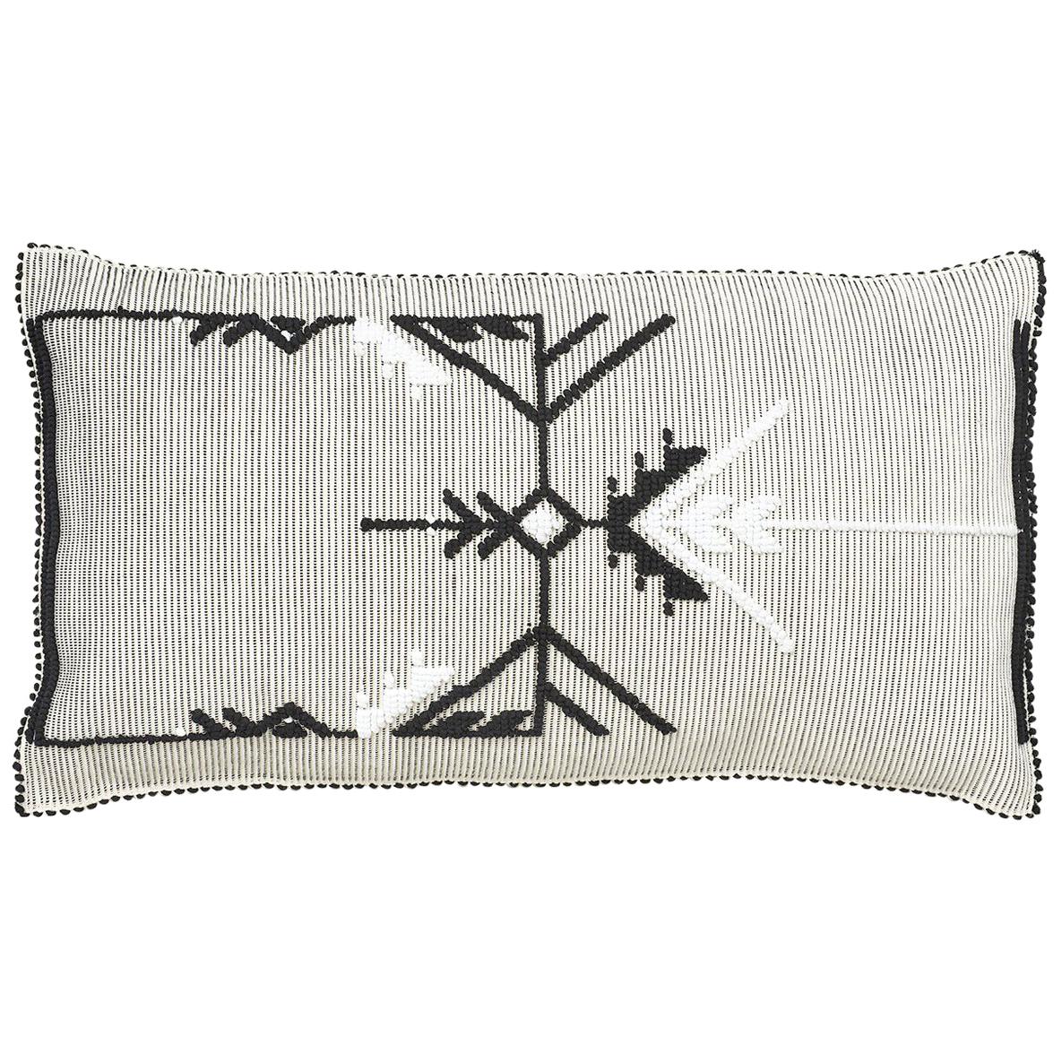 Almohada de suelo grande Schumacher Artigianale tejida a mano en Italia Negro Blanco 47 en venta