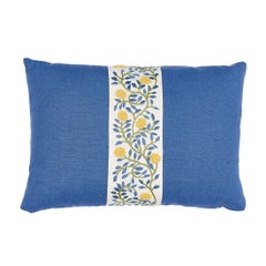 Schumacher Ashoka 16" x 11" Pillow in Citron & Blue