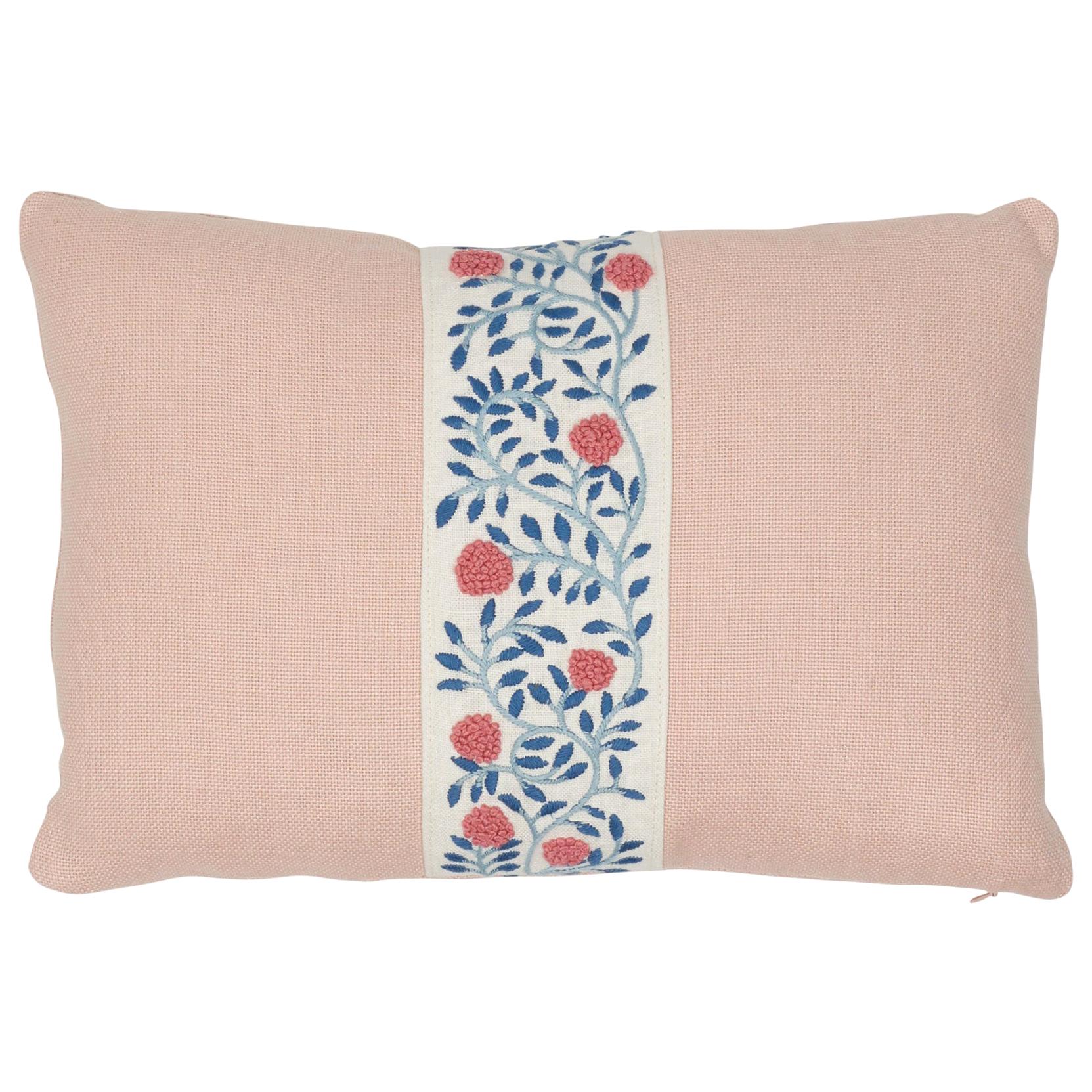 Schumacher Ashoka Lumbar Pillow in Rose Quartz For Sale