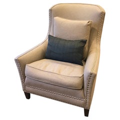 Schumacher Aspen Walnut Chair Upholstered in Chester Wool Fabric- Sample