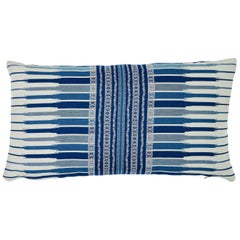 Schumacher Atchison Blue Two-Sided Cotton Lumbar Pillow