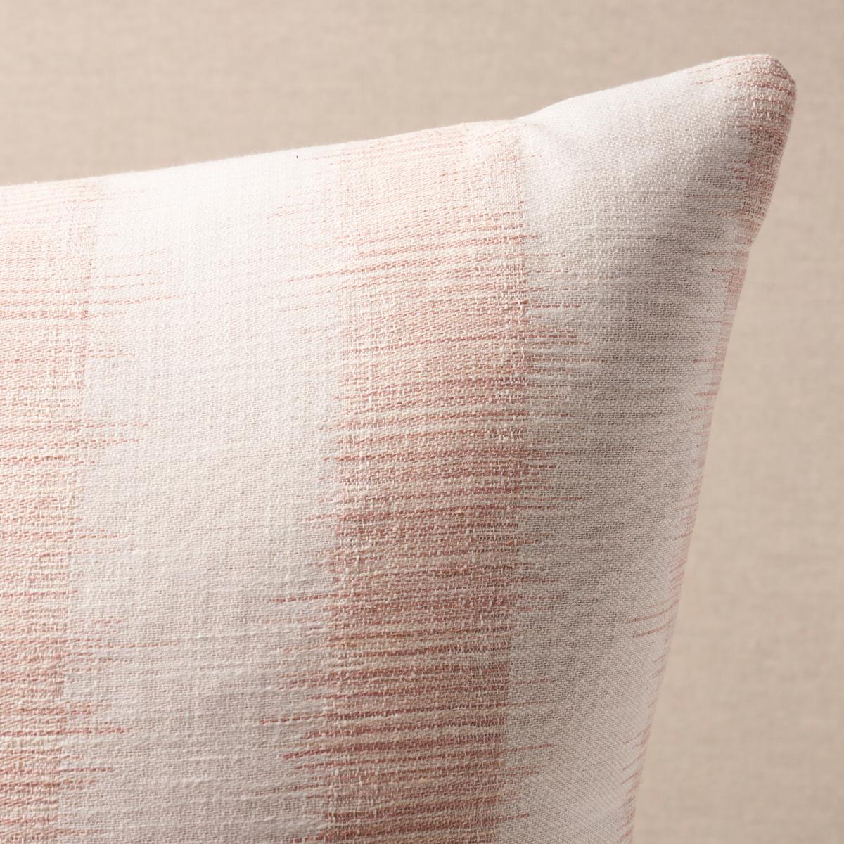 This pillow features Attleboro Ikat with a knife edge finish. Attleboro Ikat is a woven, irregular stripe made of twisted cotton and linen yarns. Pillow includes a feather/down fill insert and hidden zip closure.
  