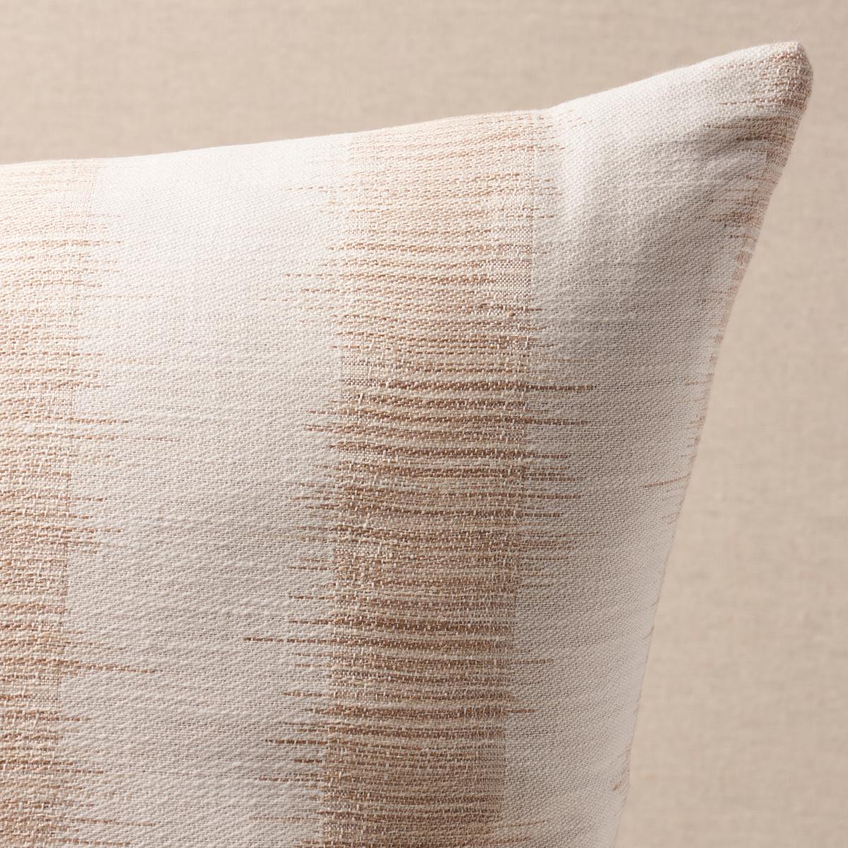 This pillow features Attleboro Ikat with a knife edge finish. Attleboro Ikat is a woven, irregular stripe made of twisted cotton and linen yarns. Pillow includes a feather/down fill insert and hidden zip closure.
  