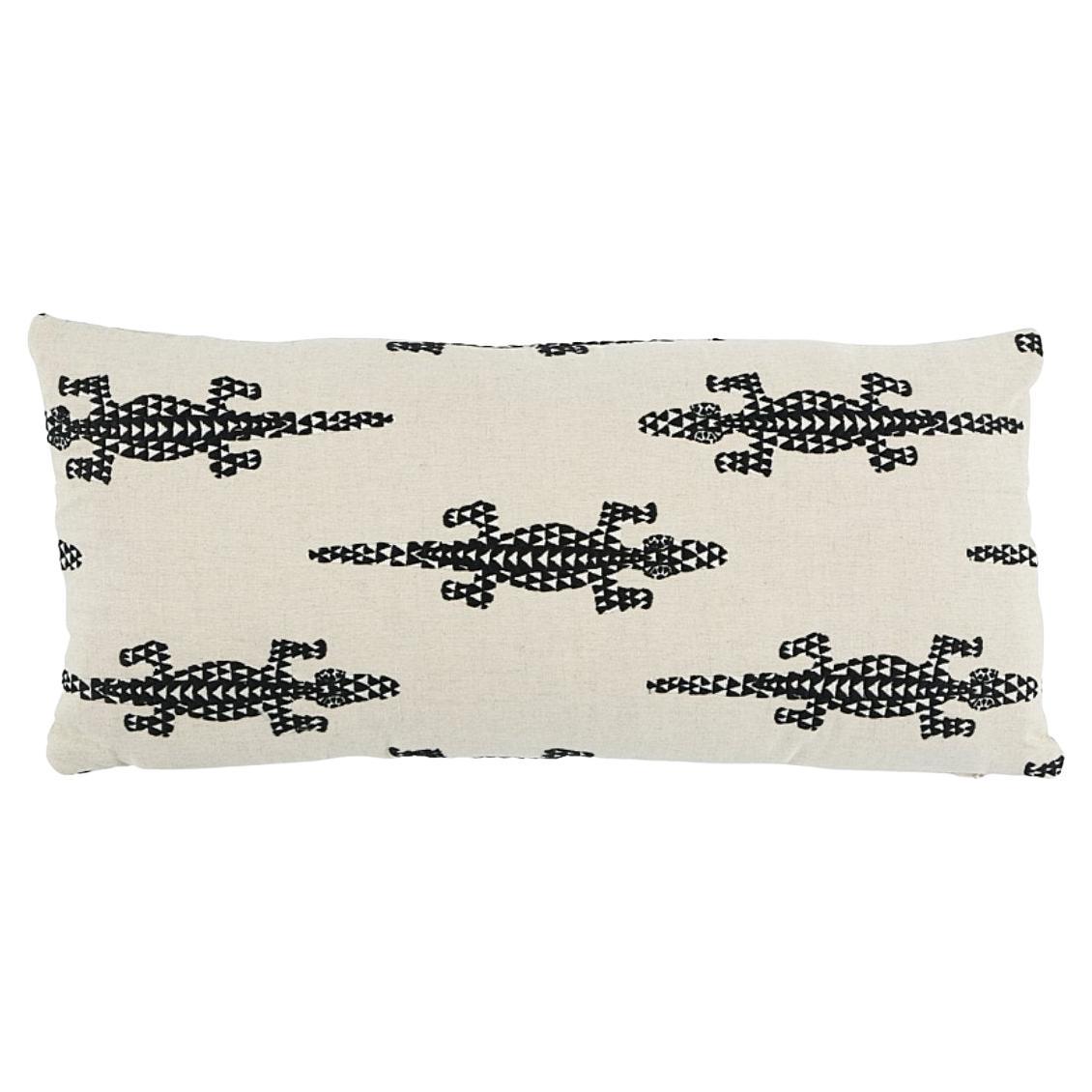 Schumacher Baracoa Embroidery Pillow In Black For Sale