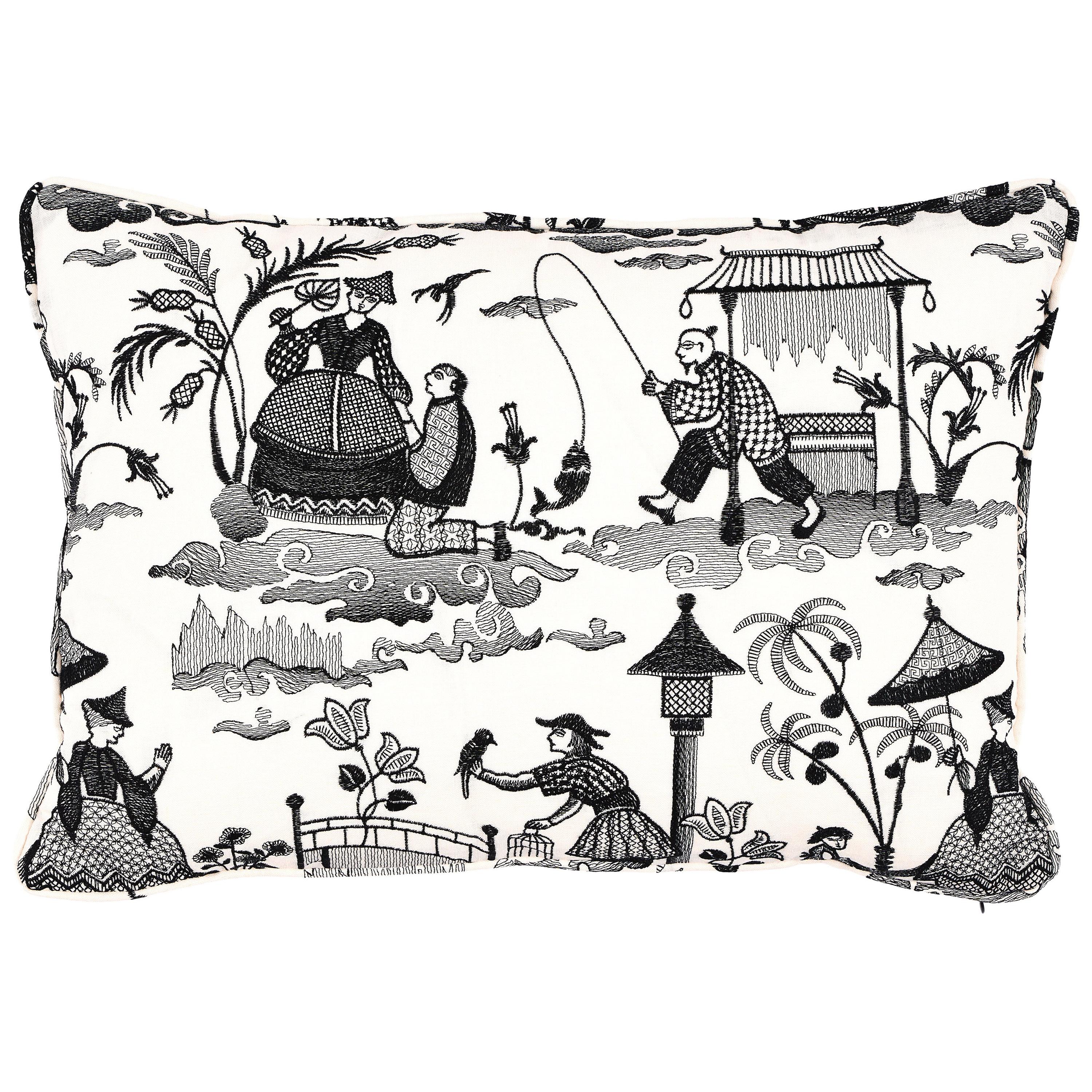 Black toile cheap pillows