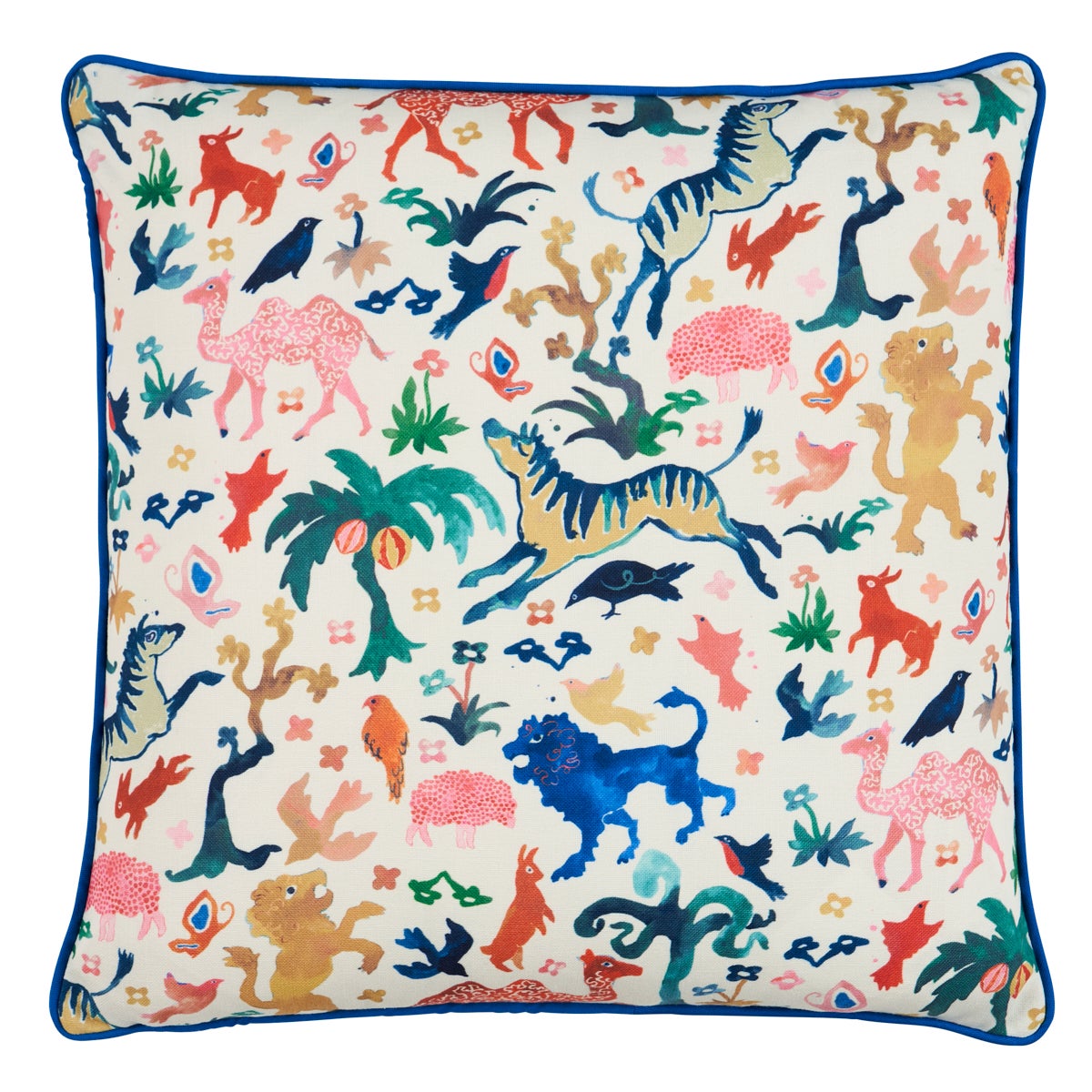 Beasts Pillow in Multi on Ivory, 22" For Sale