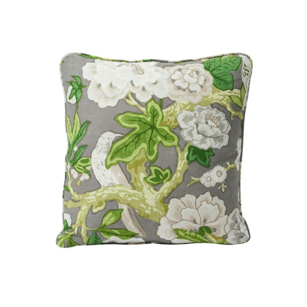 This pillow features Bermuda Blossoms by Mary McDonald for Schumacher with a self-welt finish. Inspired by a document print, Bermuda Blossoms is a billowing floral that makes a bold statement. This pattern is a fanciful update of an archival