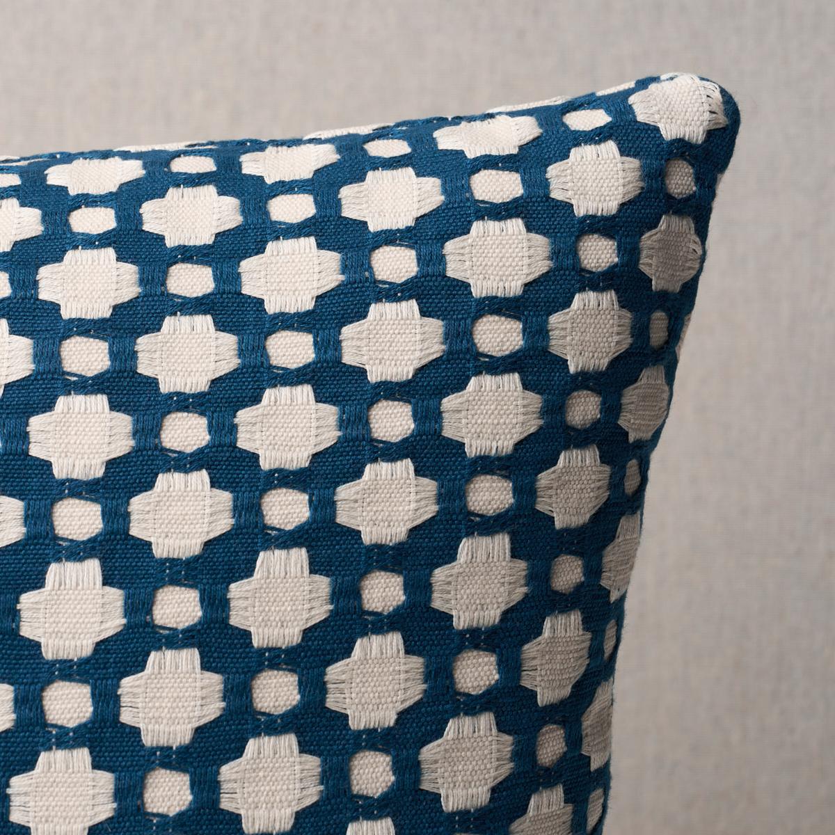 This pillow features Betwixt by Celerie Kemble with a knife edge finish. An endlessly versatile small-scale woven pattern with a handsome geometric look and an appealing, textural hand. Pillow includes a feather/down fill insert and hidden zipper