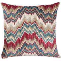 Almohada Schumacher Bezique Flamestitch 22" en rojo y pavo real