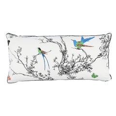 Schumacher Birds and Butterflies 24" Lumbar Pillow in Multi