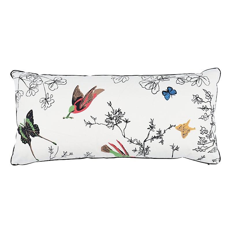 Schumacher Birds and Butterflies 24" Lumbar Pillow in Multi For Sale