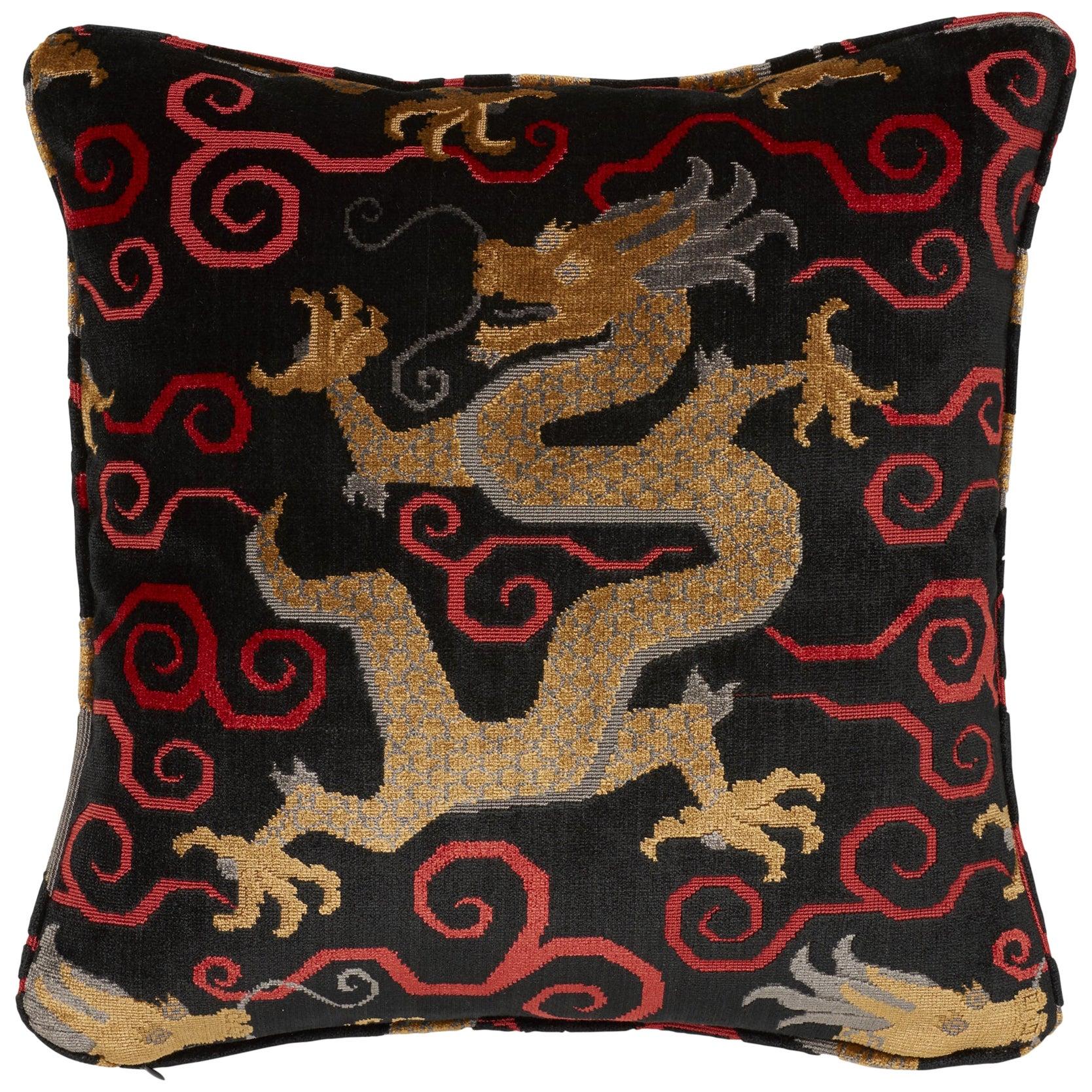 Schumacher Bixi Velvet Onyx Two-Sided Pillow For Sale