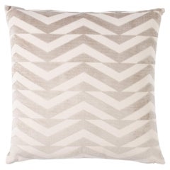 Schumacher Broken Chevron Cut Velvet 22" Pillow in Tapue on Ivory