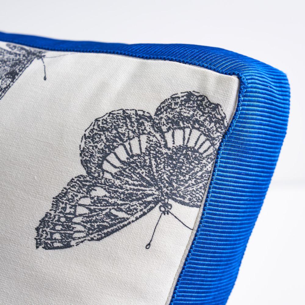 This pillow features Burnell Butterfly with a¬†box¬†edge finish. Based on a butterfly stamp design, this whimsical pattern is screen printed on canvas with perfectly imperfect tonal variations and a pretty, versatile modernity. Pillow is finished