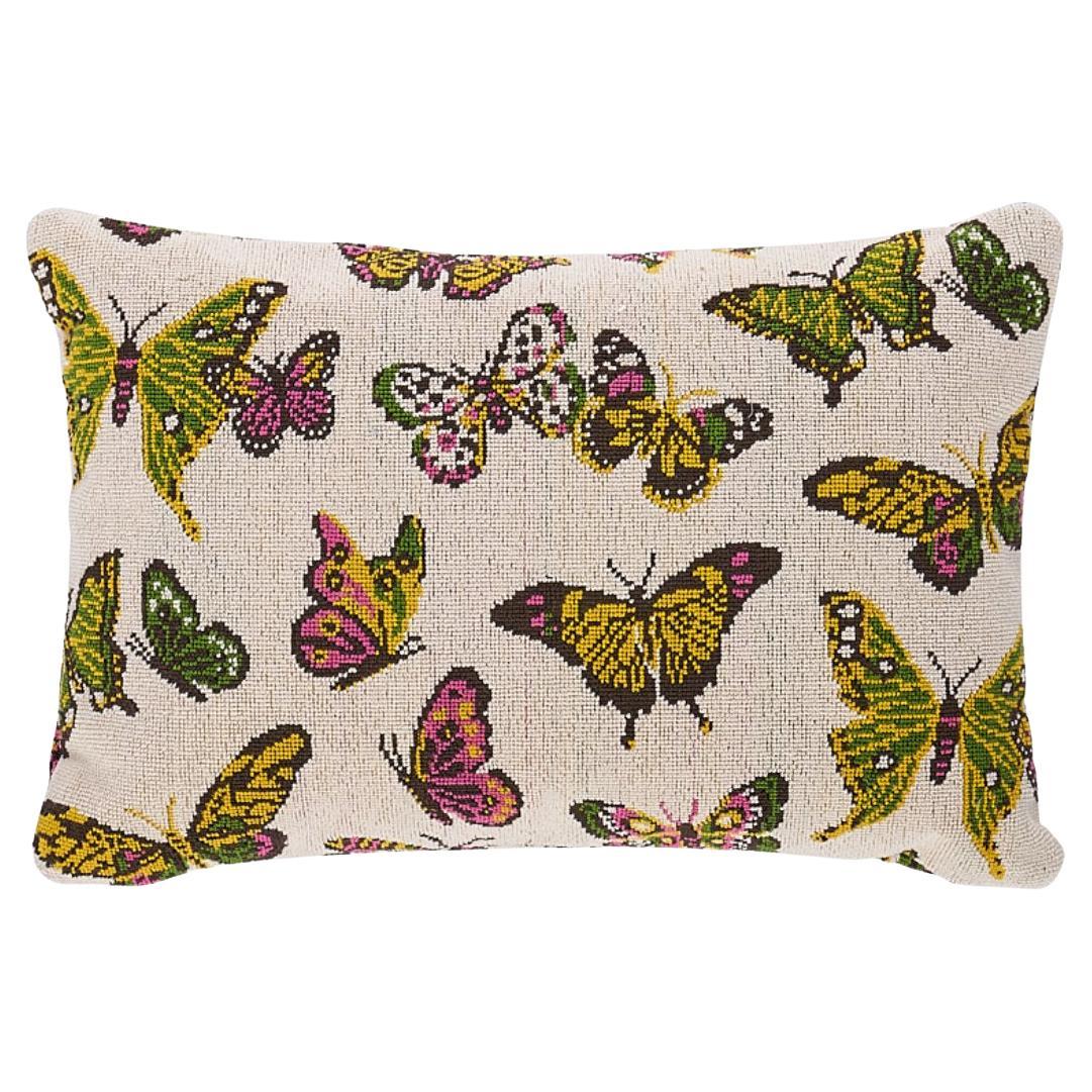 Schumacher Butterfly Epingle Pillow In Spring For Sale