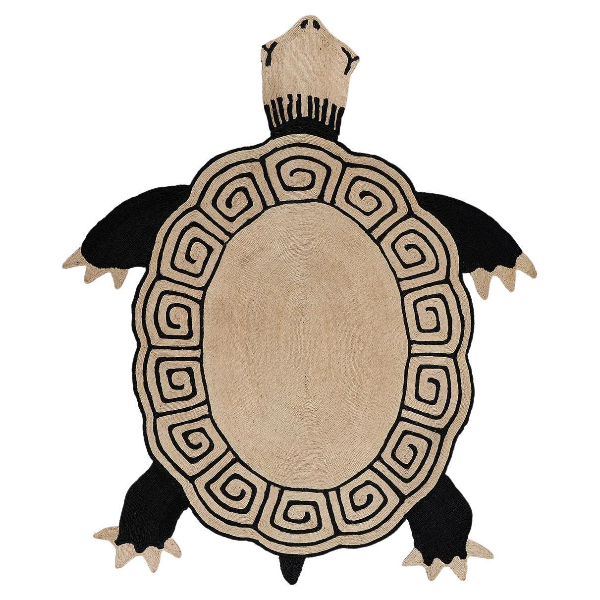 Schumacher by Charlap Hyman & Herrero Tortuga Rug in Natural & Black For Sale