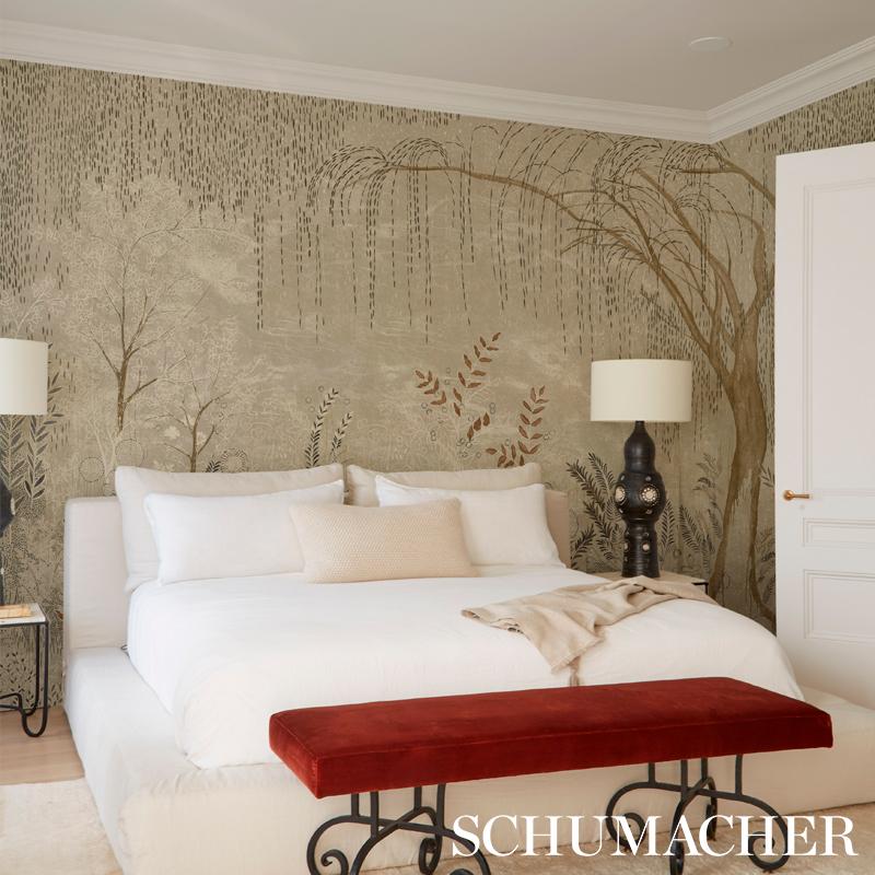 Regency Schumacher by Colette Cosentino Bisou Wallpaper Mural in Gold For Sale